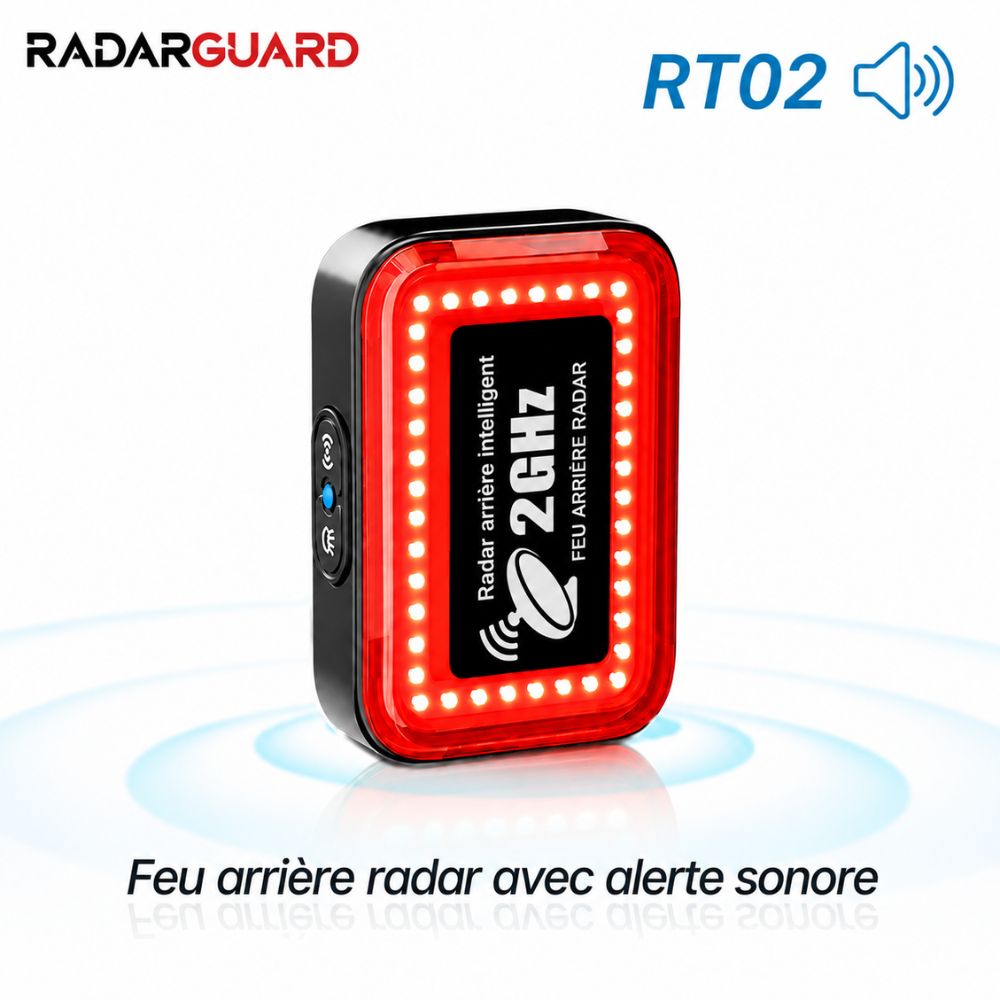 DELCRY RadarGuard™ RT02 – Radar Arrière Vélo avec Feu Intelligent