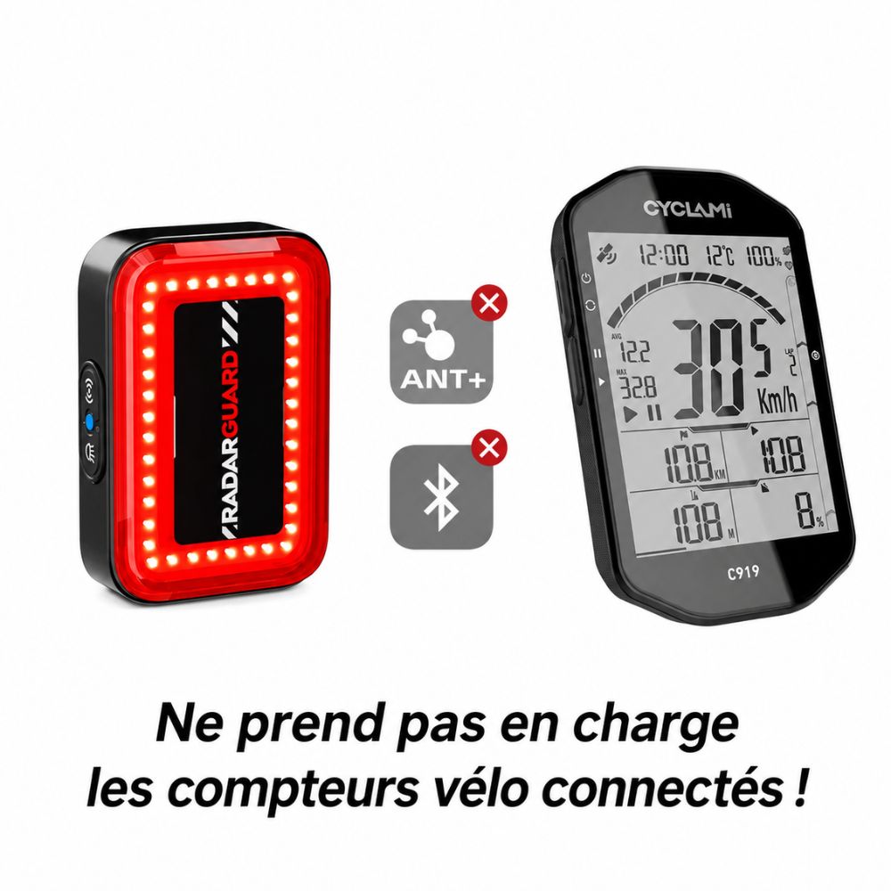 DELCRY RadarGuard™ RT02 – Radar Arrière Vélo avec Feu Intelligent