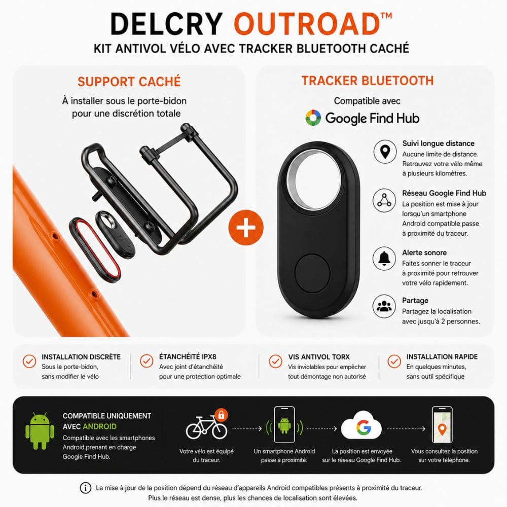 DELCRY OUTROAD™ Tracker Antivol Vélo Caché